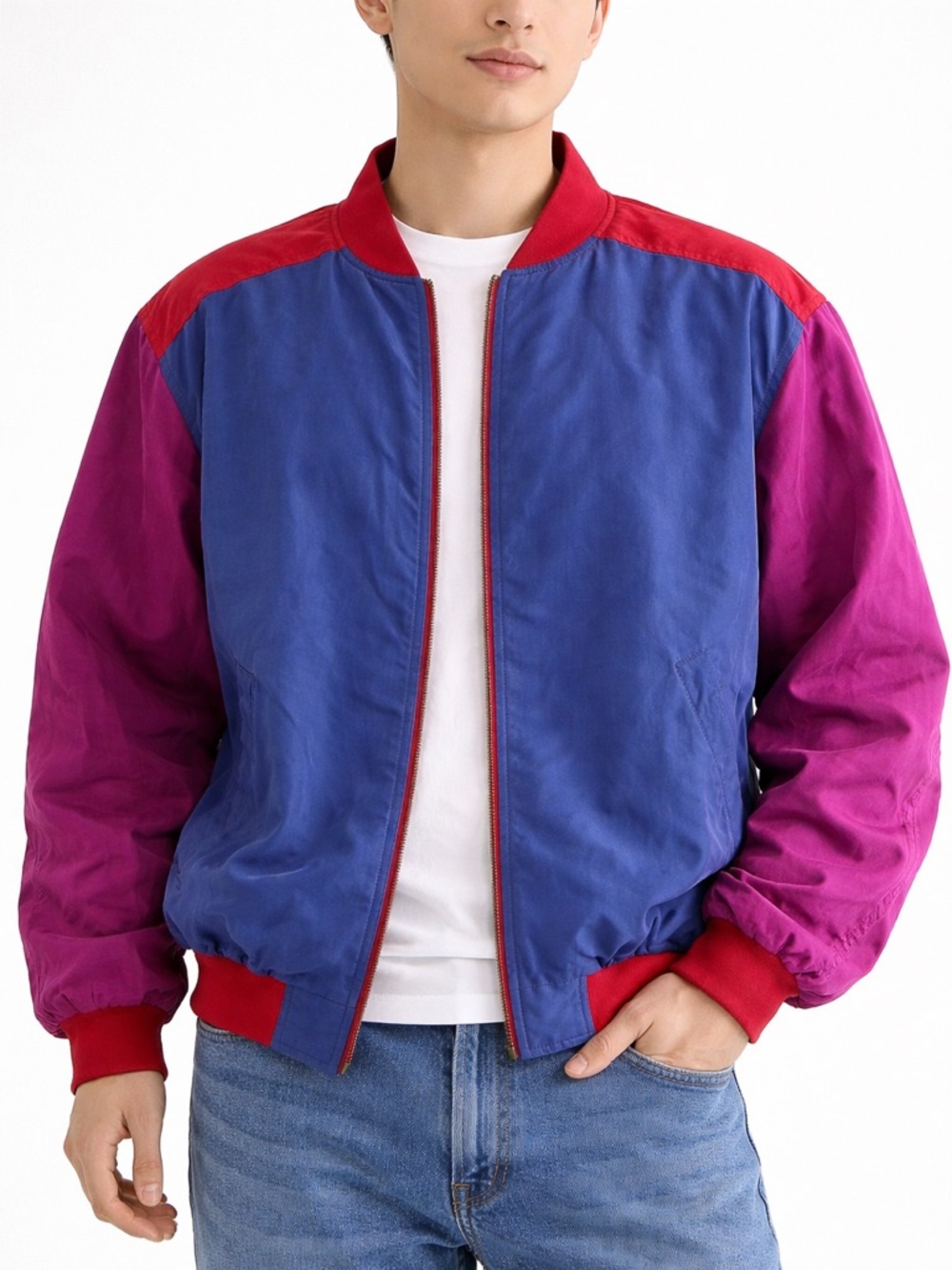 Vintage Silk 90s Zip-Up Bomber Jacket